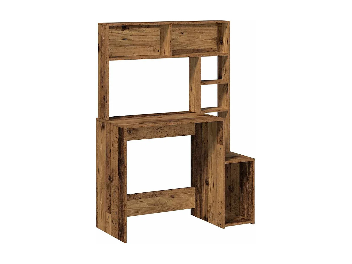 Bureau avec étagères vieux bois 100x45x140 cm bois d'ingénierie