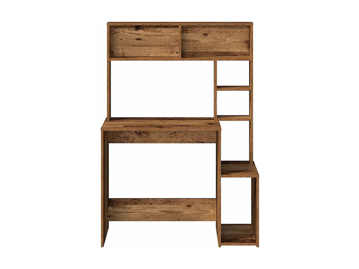 Bureau avec étagères vieux bois 100x45x140 cm bois d'ingénierie