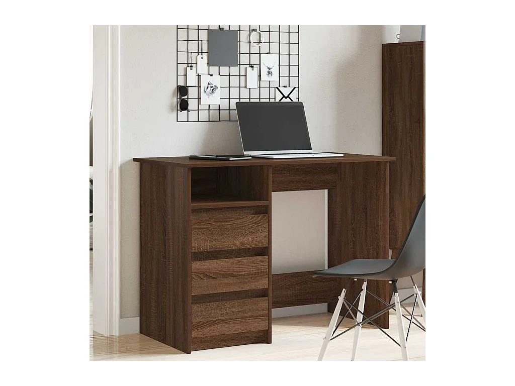 Bureau chêne marron 102x50x75 cm bois d'ingénierie