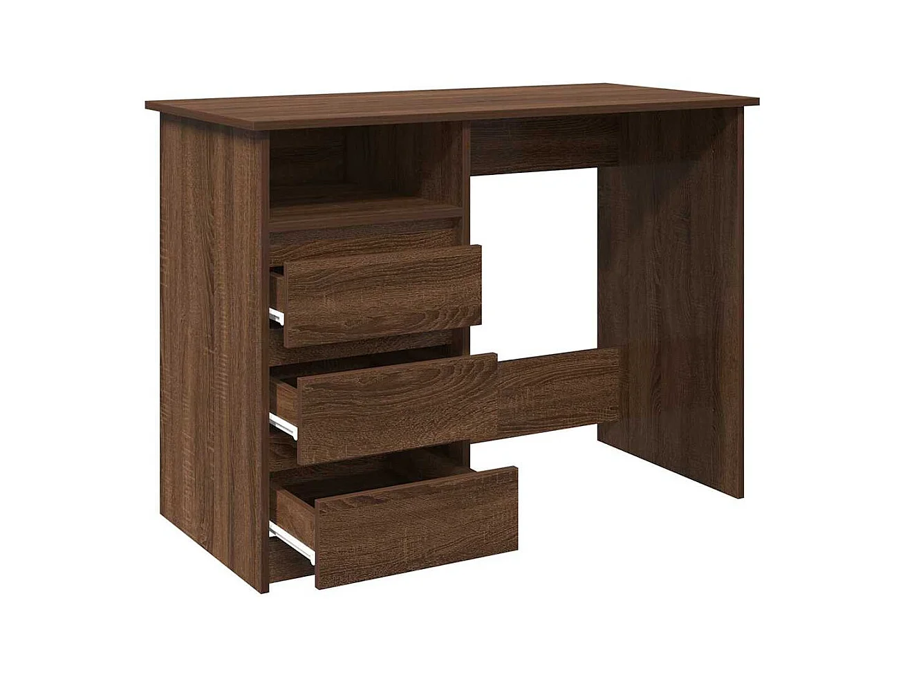 Bureau chêne marron 102x50x75 cm bois d'ingénierie