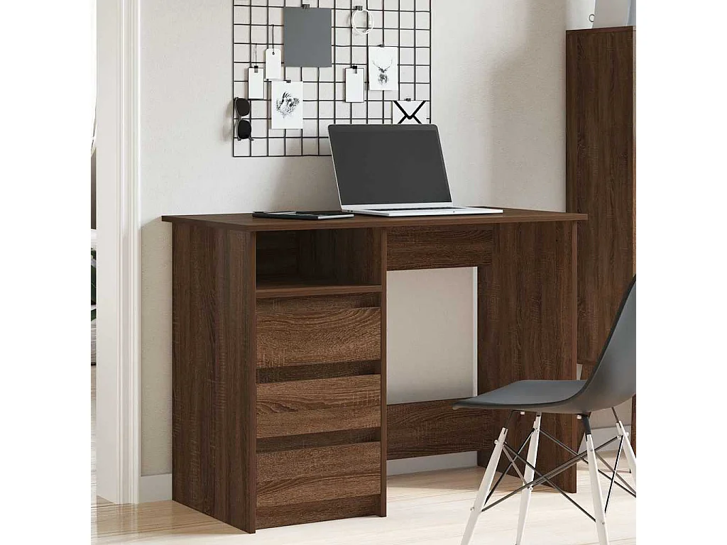 Bureau chêne marron 102x50x75 cm bois d'ingénierie