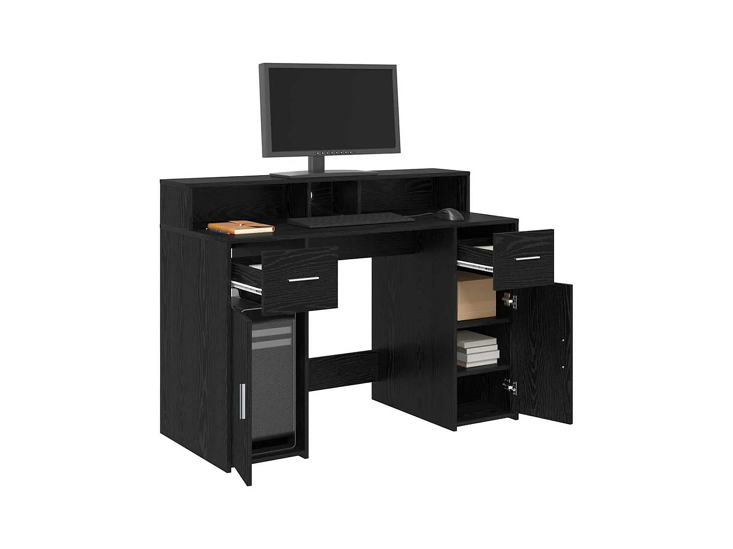 Bureau avec porte Chêne noir 120 x 55 x 91 cm Bois d'ingénierie