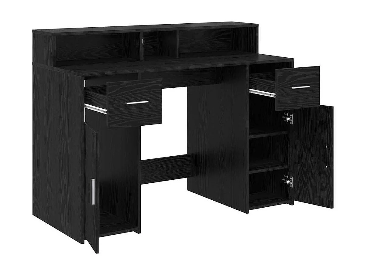 Bureau avec porte Chêne noir 120 x 55 x 91 cm Bois d'ingénierie