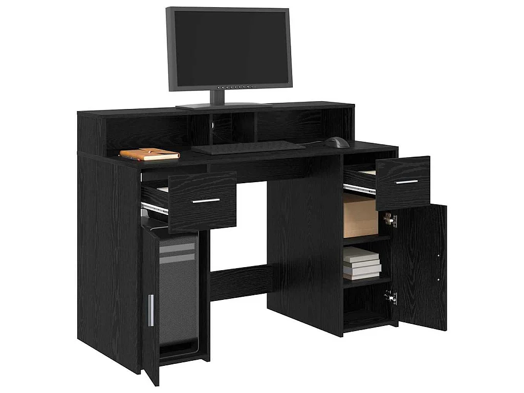 Bureau avec porte Chêne noir 120 x 55 x 91 cm Bois d'ingénierie