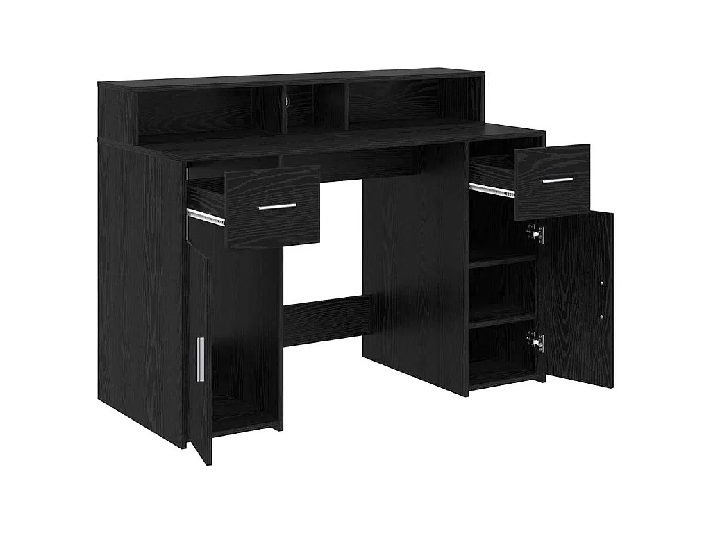 Bureau avec porte Chêne noir 120 x 55 x 91 cm Bois d'ingénierie