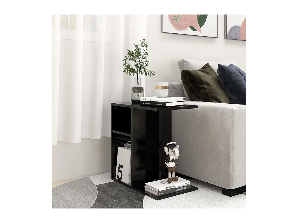 Bijzettafel Zwart 50x30x50 cm Bewerkt hout