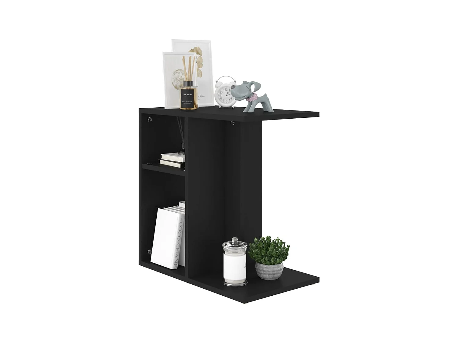 Bijzettafel Zwart 50x30x50 cm Bewerkt hout