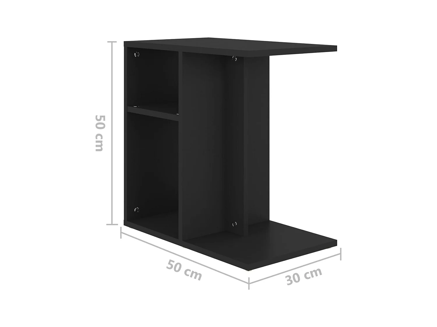 Bijzettafel Zwart 50x30x50 cm Bewerkt hout