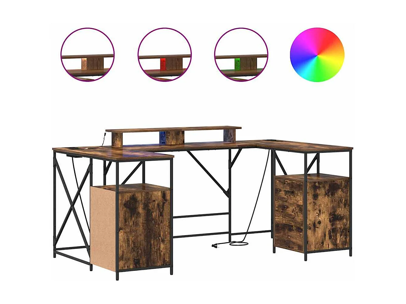 Escritorio de roble ahumado 182 x 101 x 87,5 cm Madera de ingeniería
