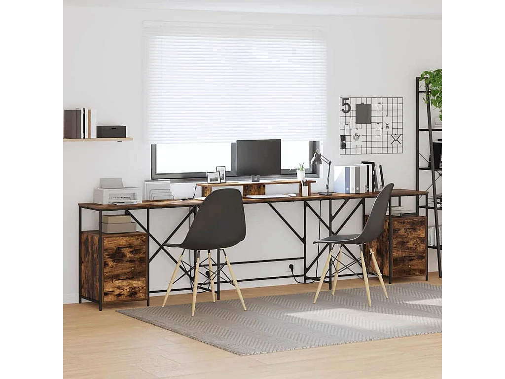 Escritorio de roble ahumado 182 x 101 x 87,5 cm Madera de ingeniería