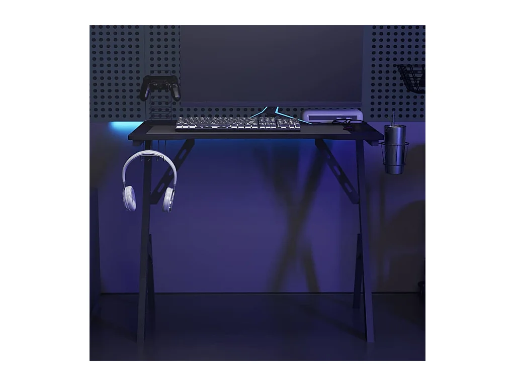 Gamingbureau met Y-vormige poten, zwart, 90x60x75 cm