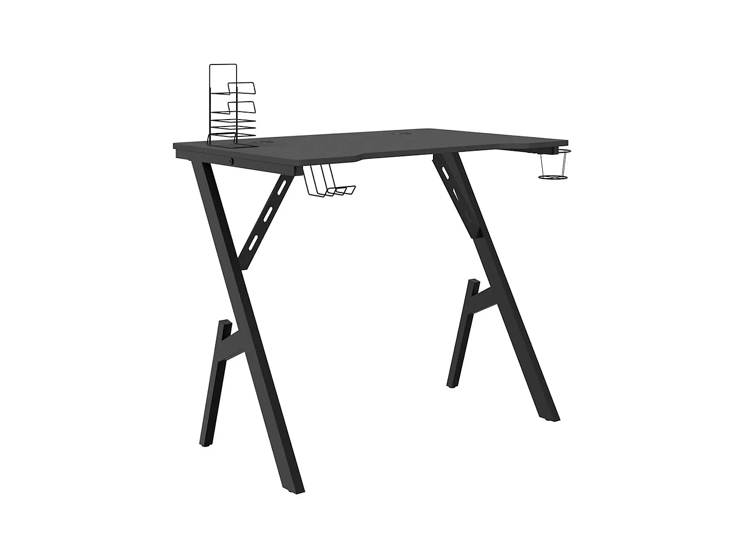 Gamingbureau met Y-vormige poten, zwart, 90x60x75 cm