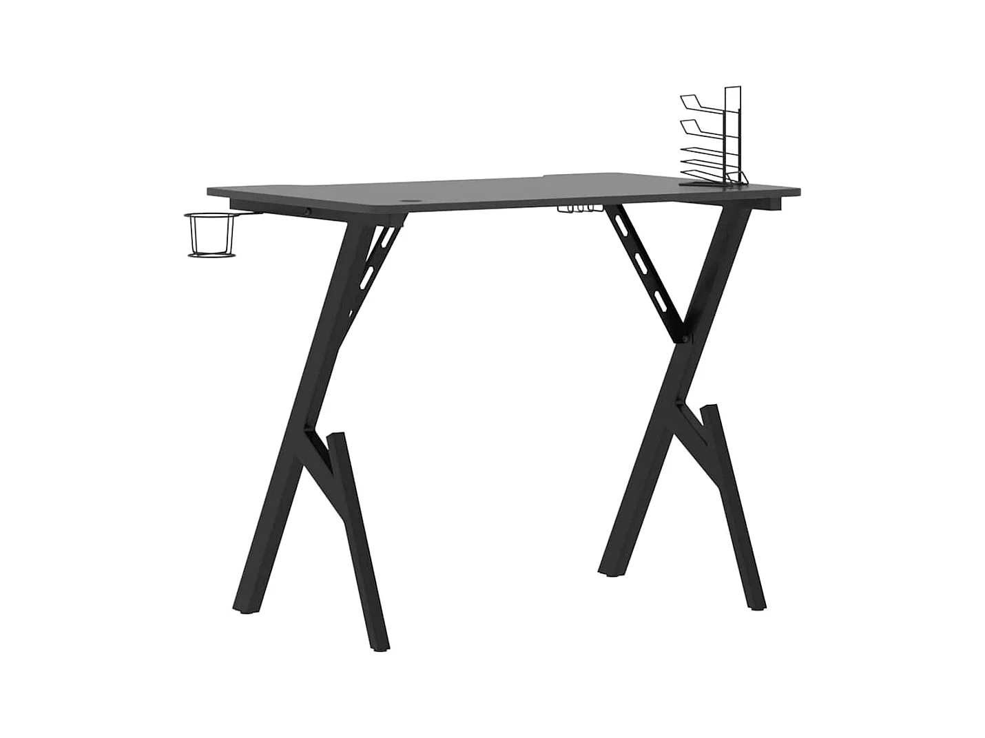 Gamingbureau met Y-vormige poten, zwart, 90x60x75 cm