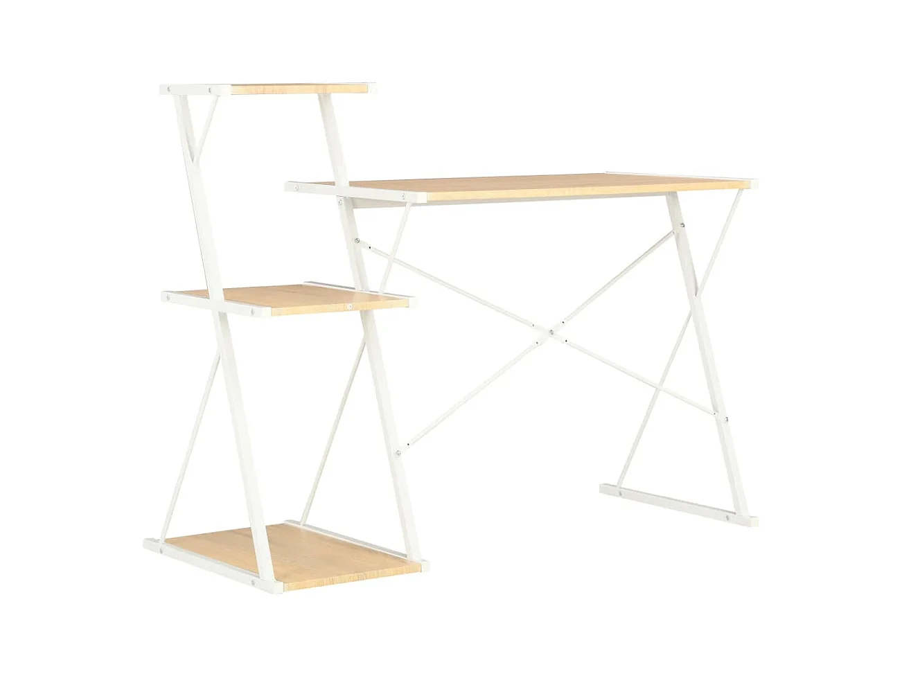 Escritorio con estante Blanco y roble 116x50x93 cm