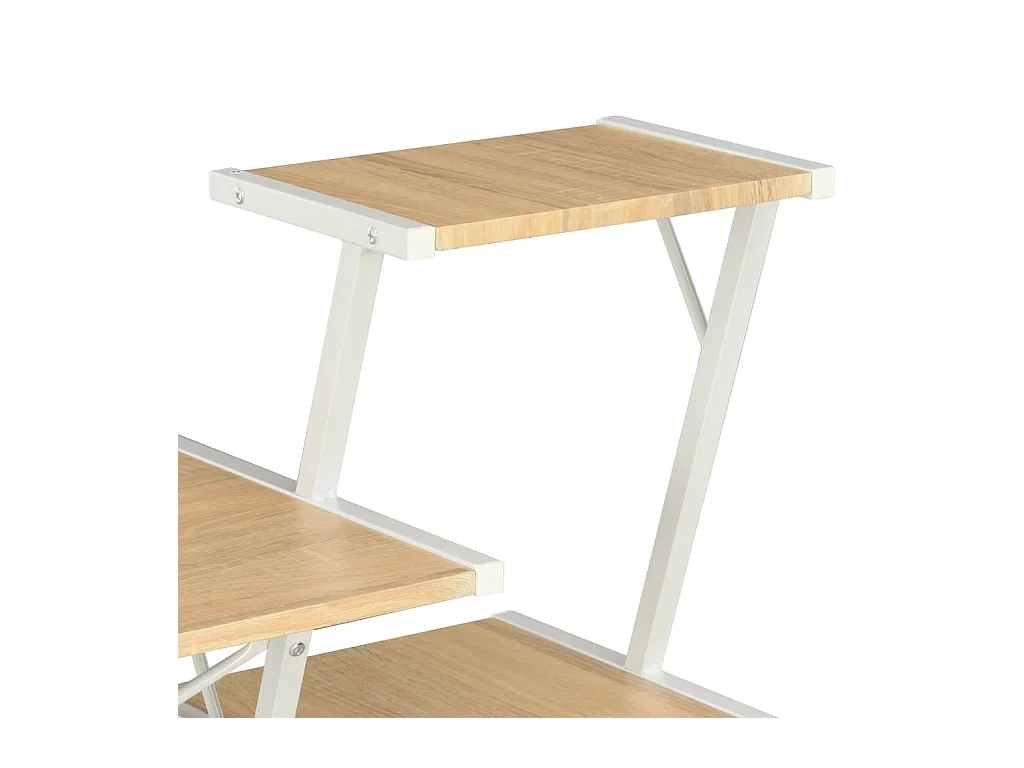 Escritorio con estante Blanco y roble 116x50x93 cm