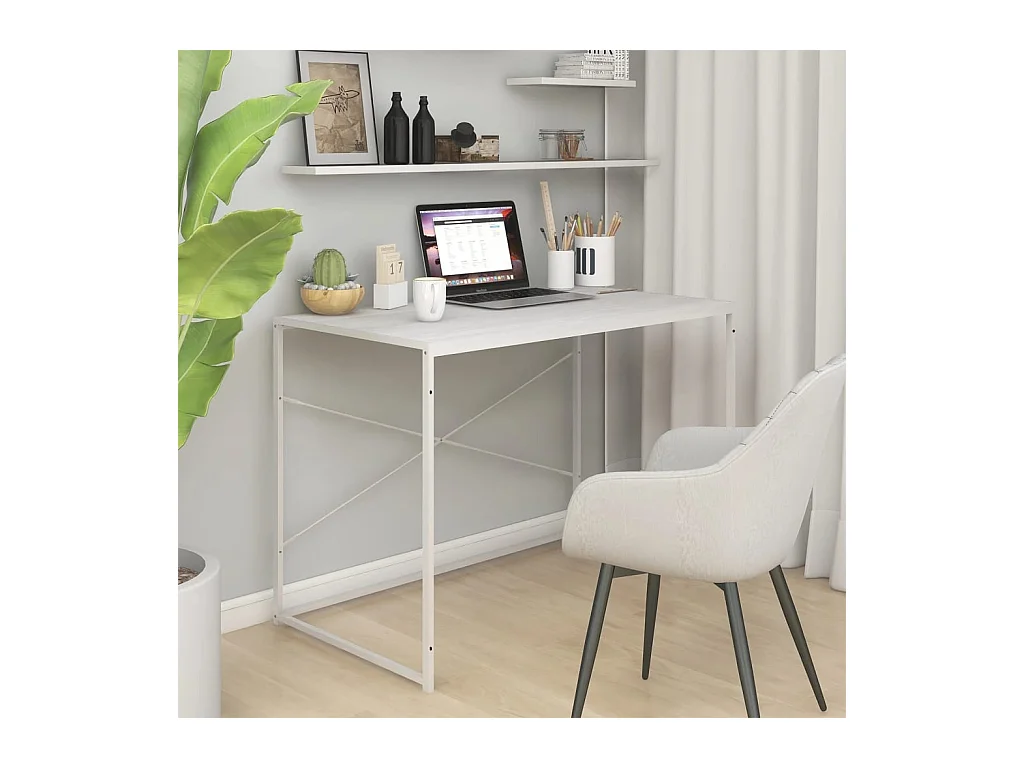 Wit computerbureau 110x60x70 cm van bewerkt hout