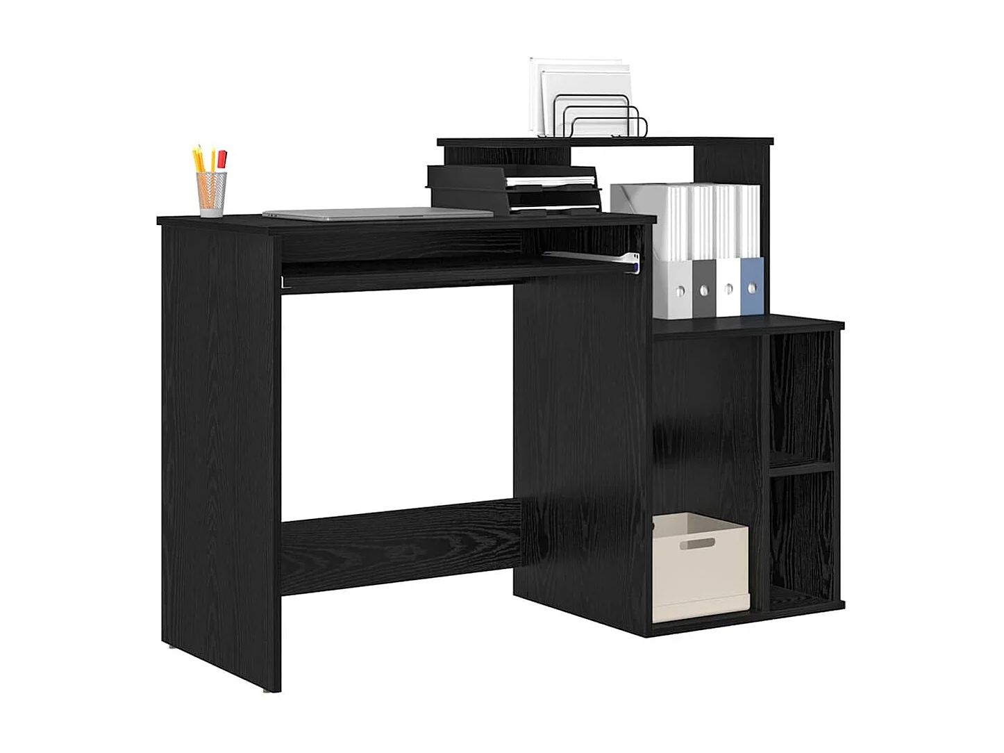 Bureau avec Rangement Chêne noir 120.5 x 44 x 88.5 cm