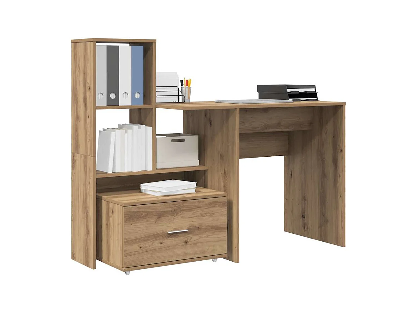 Bureau chêne artisanal 131,5 x 50 x 106,5 cm Bois d'ingénierie