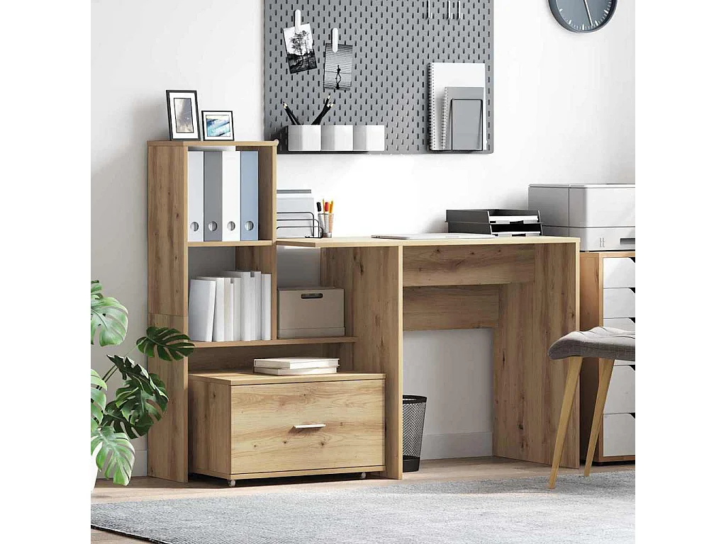 Bureau chêne artisanal 131,5 x 50 x 106,5 cm Bois d'ingénierie