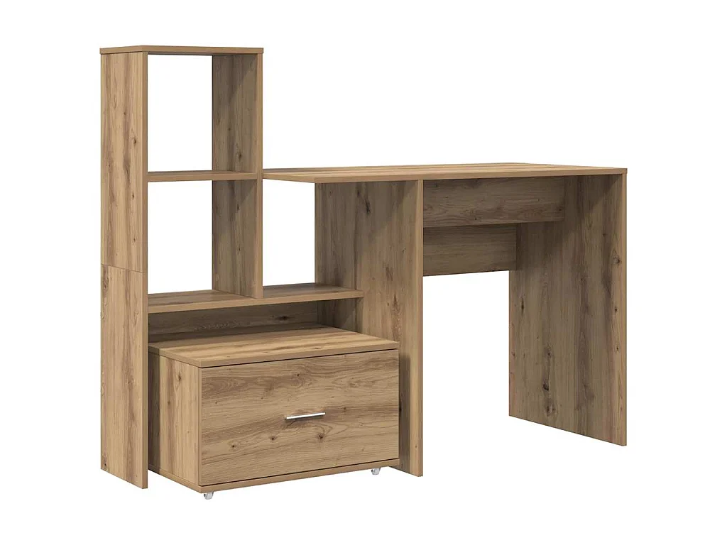 Handgefertigter Schreibtisch aus Eichenholz 131,5 x 50 x 106,5 cm Holzwerkstoff