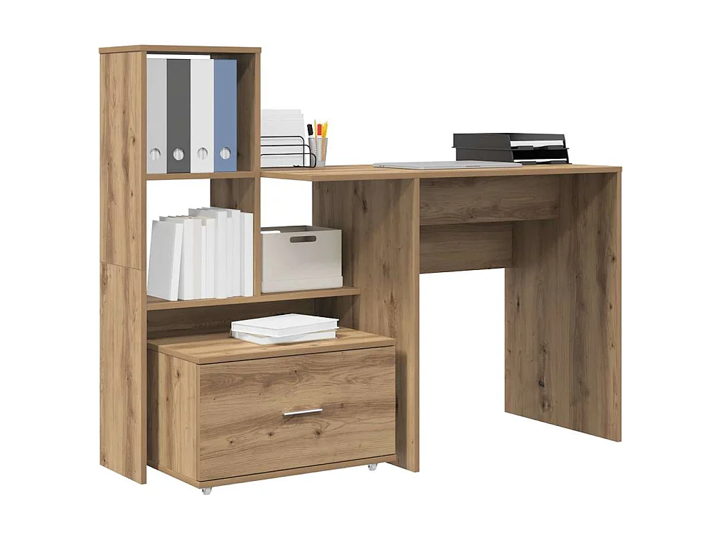 Handgefertigter Schreibtisch aus Eichenholz 131,5 x 50 x 106,5 cm Holzwerkstoff