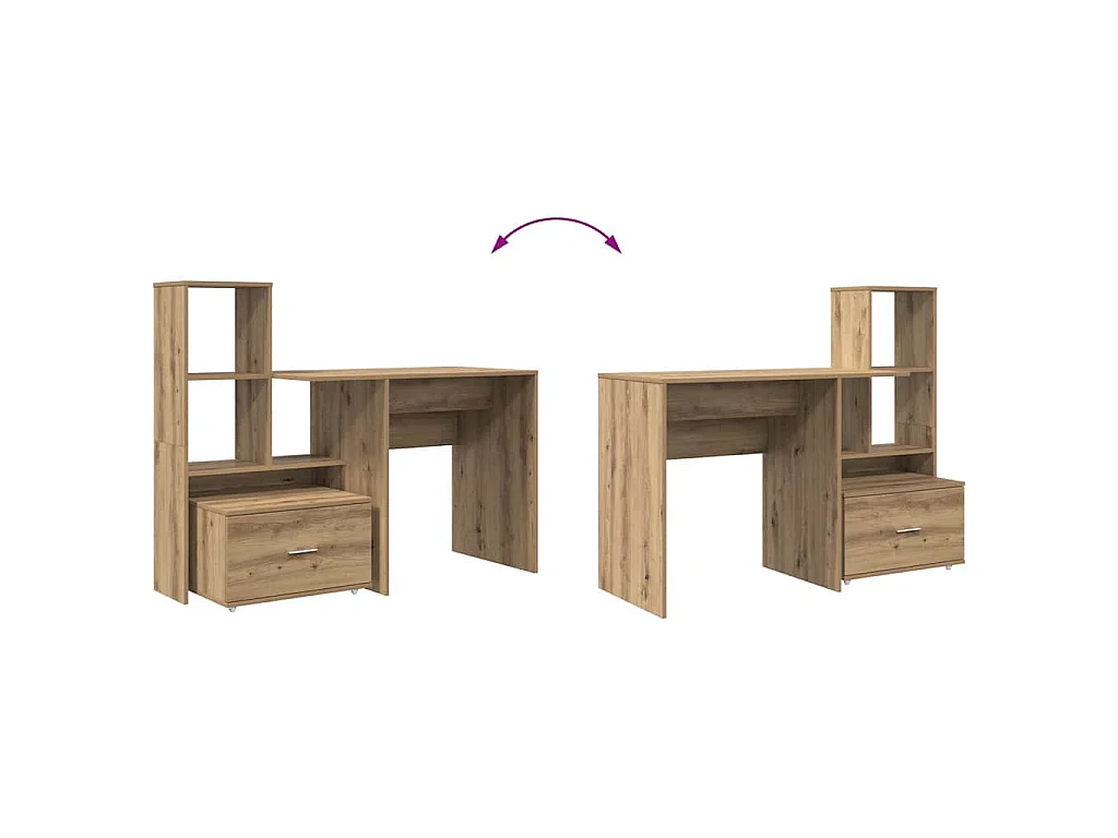 Handgefertigter Schreibtisch aus Eichenholz 131,5 x 50 x 106,5 cm Holzwerkstoff