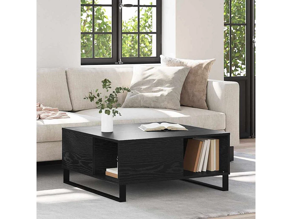 Couchtisch Eiche schwarz 80 x 80 x 36,5 cm Holzwerkstoff