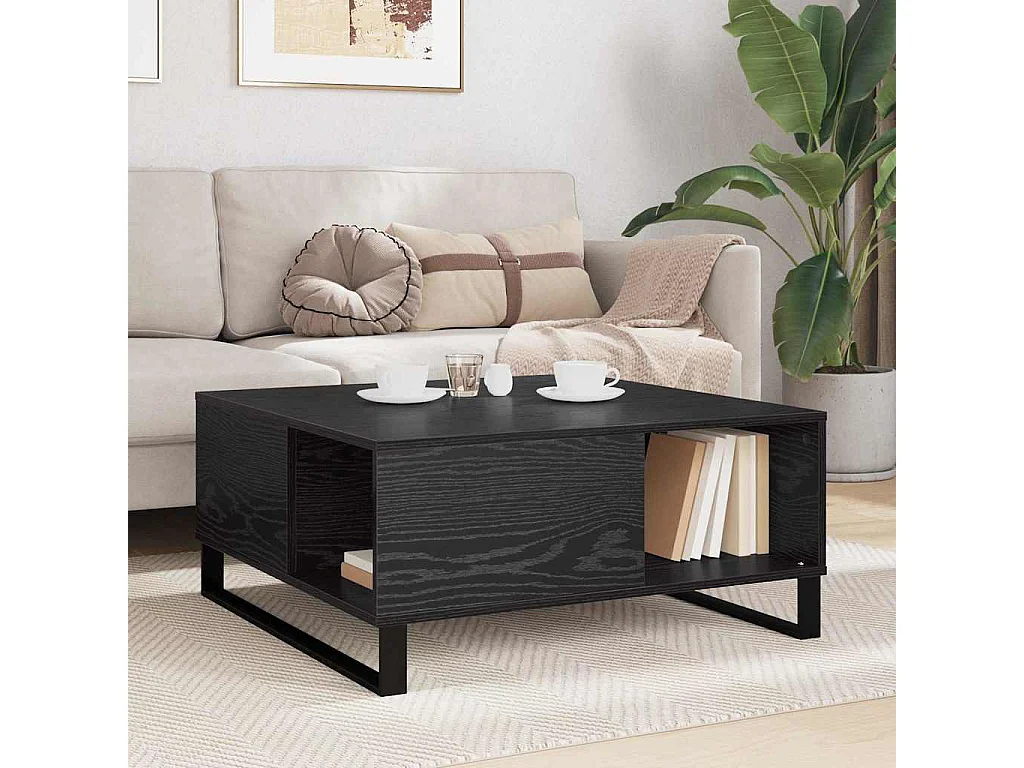 Couchtisch Eiche schwarz 80 x 80 x 36,5 cm Holzwerkstoff