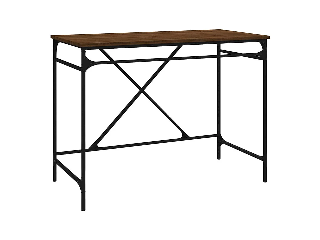 Bruin eiken bureau 100x50x75 cm bewerkt hout en ijzer