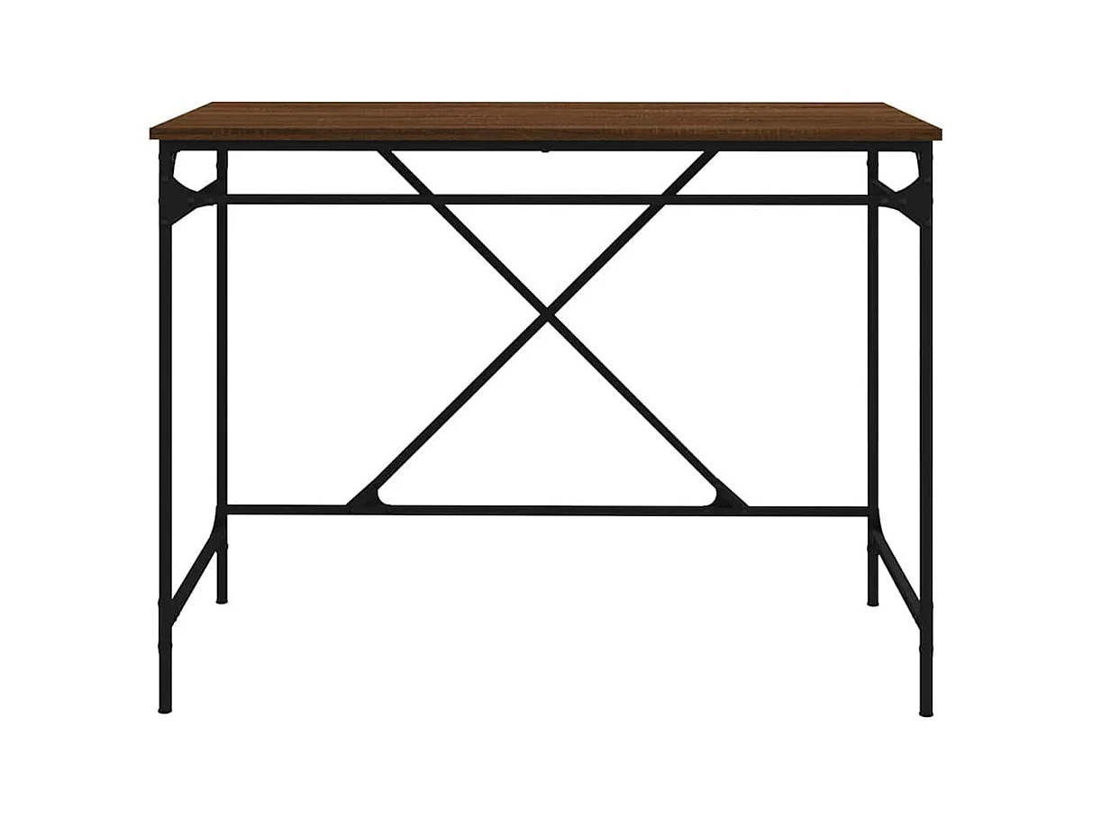 Bruin eiken bureau 100x50x75 cm bewerkt hout en ijzer