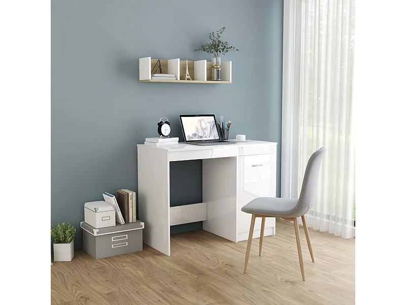 Scrivania Bianco Lucido 100x50x76 cm Legno ingegnerizzato
