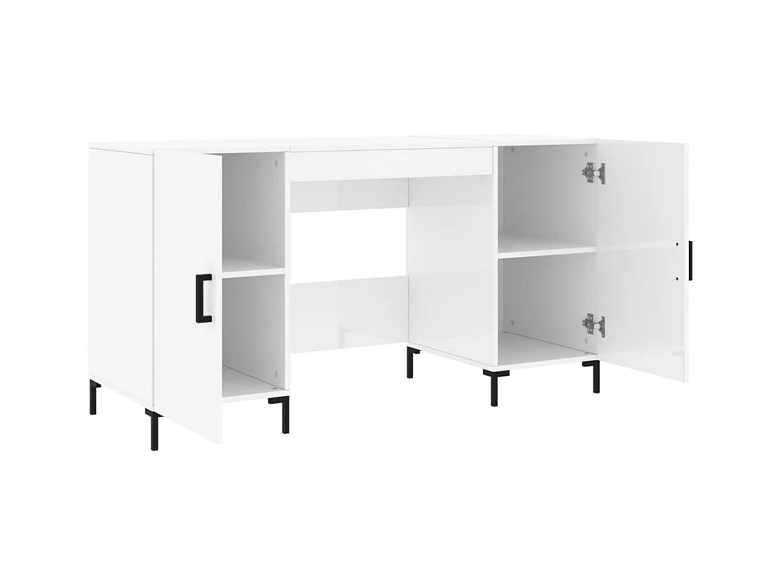 Escritorio Blanco Brillo 140x50x75 cm Madera de Ingeniería
