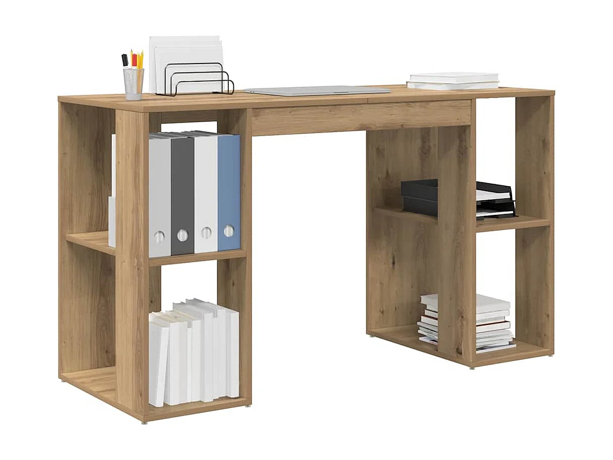 Bureau avec Rangement chêne artisanal 130 x 50,5 x 75 cm