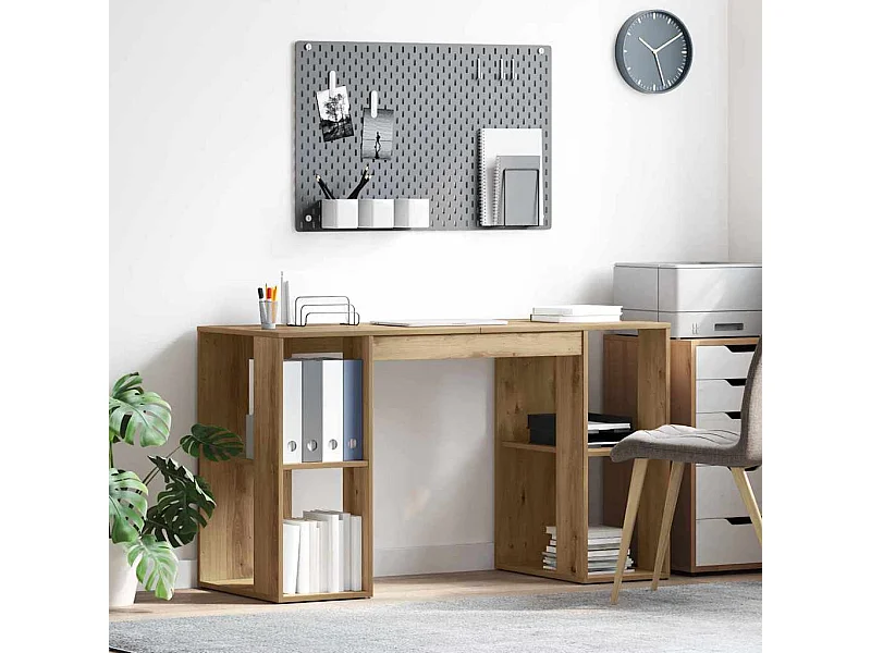 Bureau avec Rangement chêne artisanal 130 x 50,5 x 75 cm