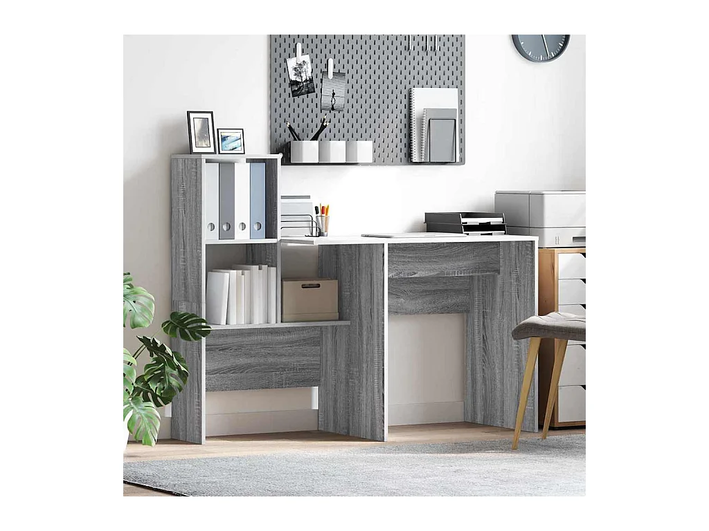 Bureau Sonoma gris 131,5 x 50 x 106,5 cm Bois d'ingénierie