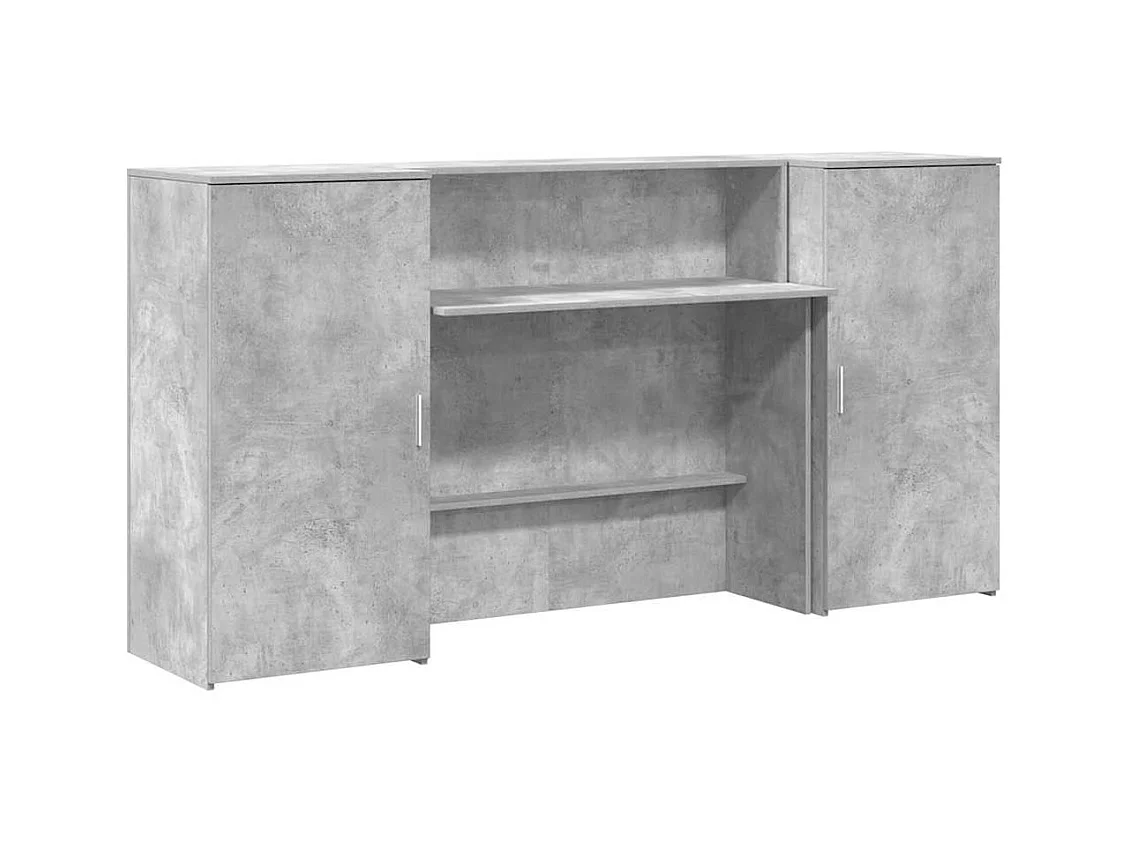 Bureau de réception gris béton 200x50x103,5cm bois d'ingénierie