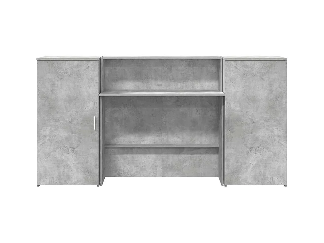 Bureau de réception gris béton 200x50x103,5cm bois d'ingénierie