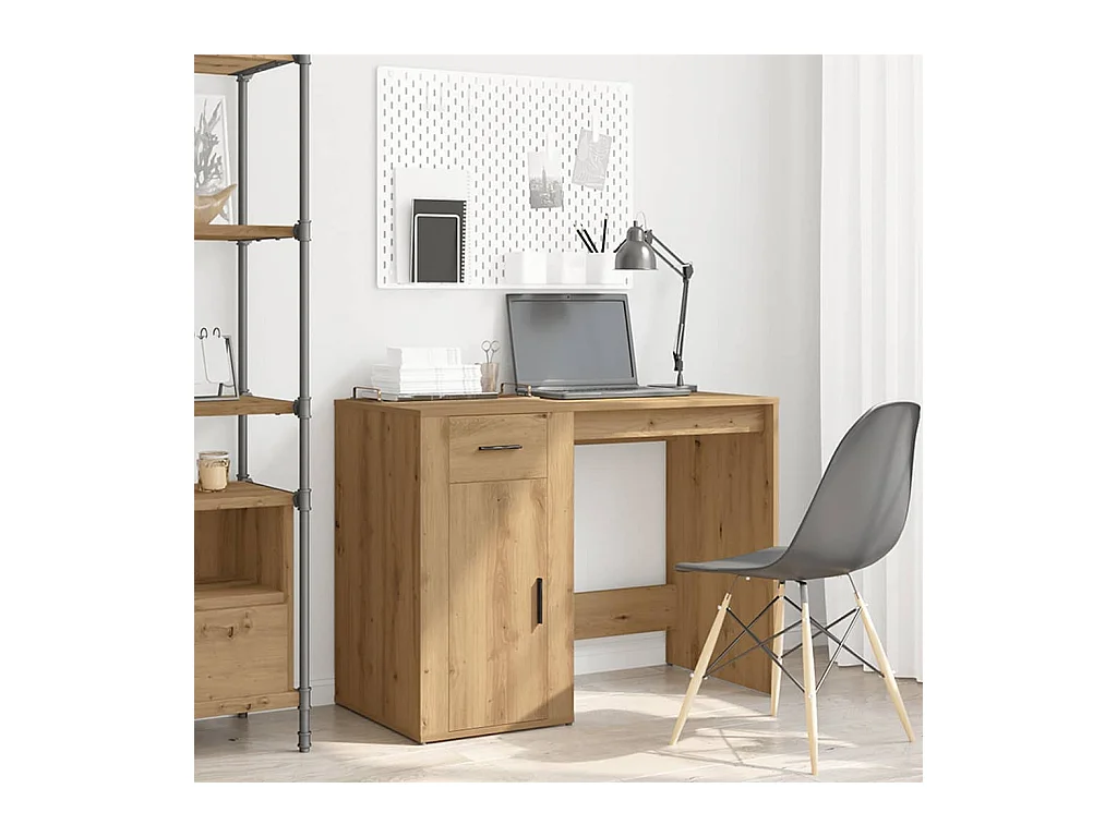 Bureau chêne artisanal 100x49x75 cm bois d'ingénierie