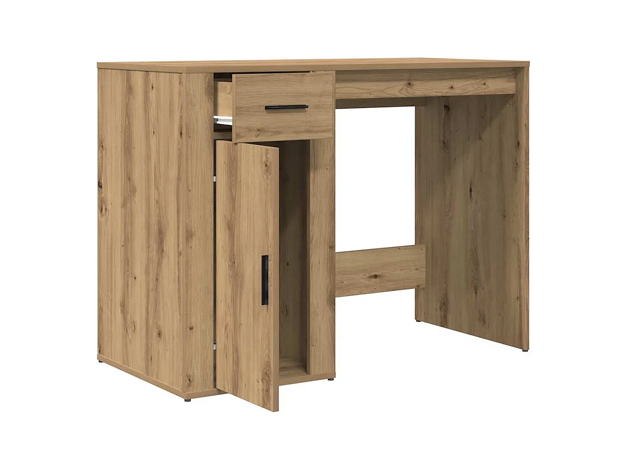 Bureau chêne artisanal 100x49x75 cm bois d'ingénierie