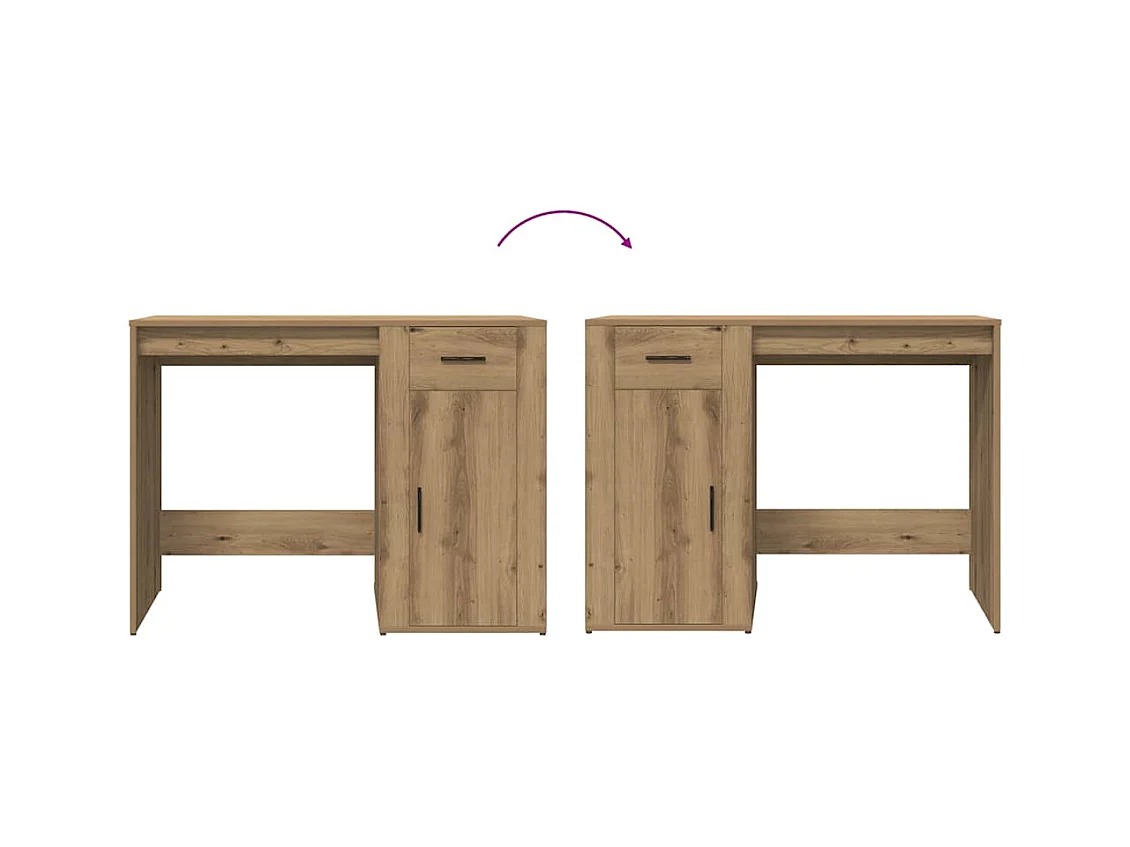 Bureau chêne artisanal 100x49x75 cm bois d'ingénierie