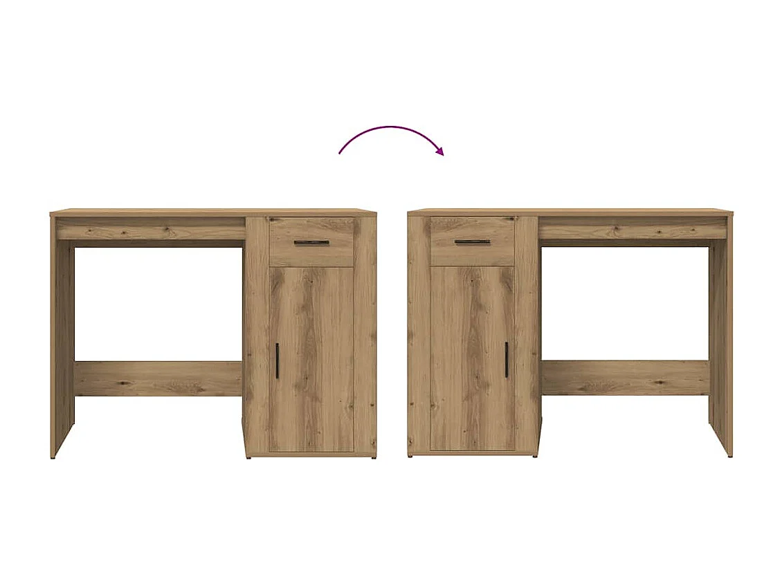 Escritorio de roble artesanal 100x49x75 cm madera de ingeniería