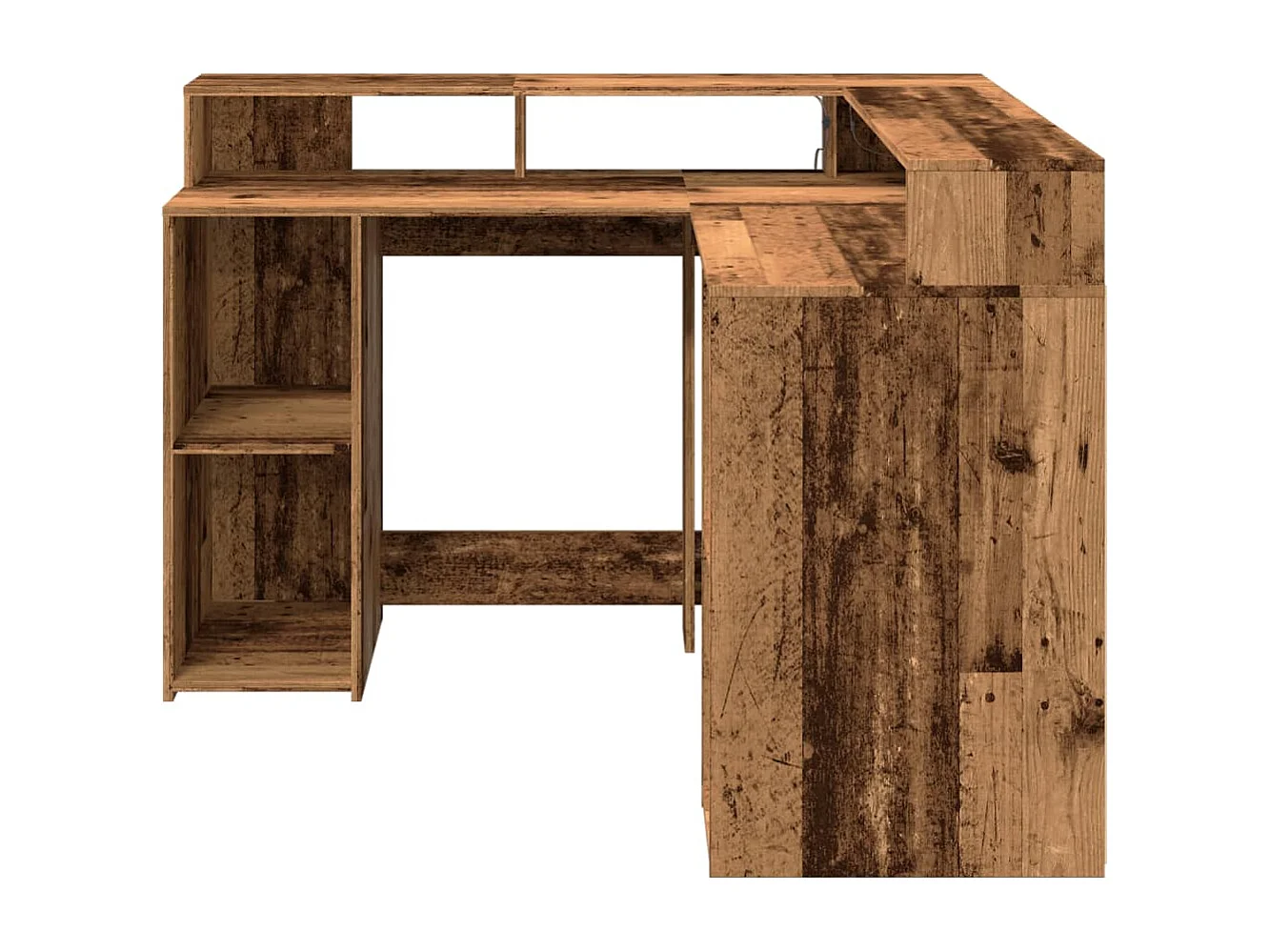 Escritorio con luces LED madera vieja madera de ingeniería