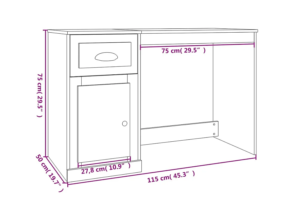 Schreibtisch mit Schublade weiß 115x50x75 cm Holzwerkstoff