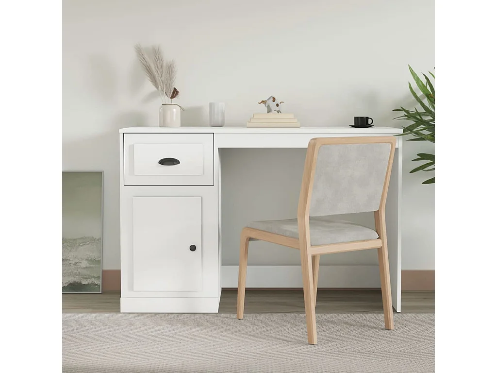 Scrivania con cassetto bianco 115x50x75 cm in legno ingegnerizzato