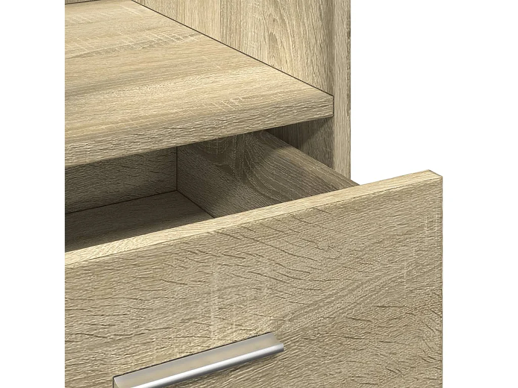 Scrivania in legno ingegnerizzato di rovere Sonoma, con ruote e cassetto