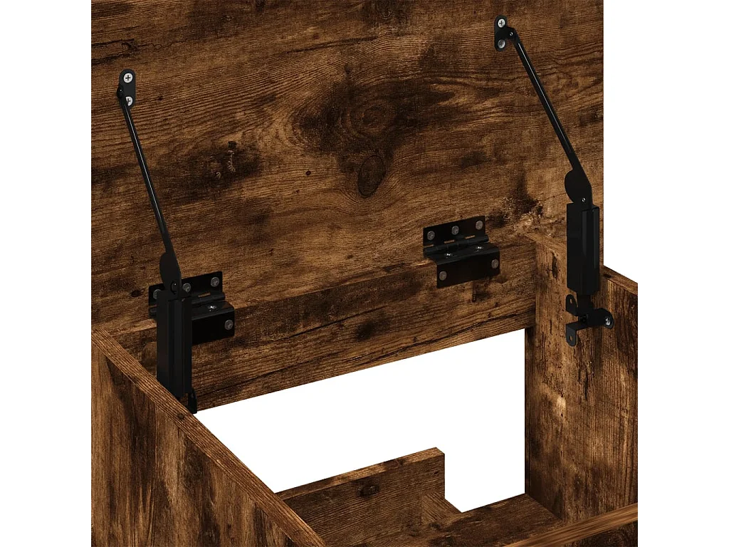 Scrivania con ruote e cassetto in legno ingegnerizzato di rovere affumicato