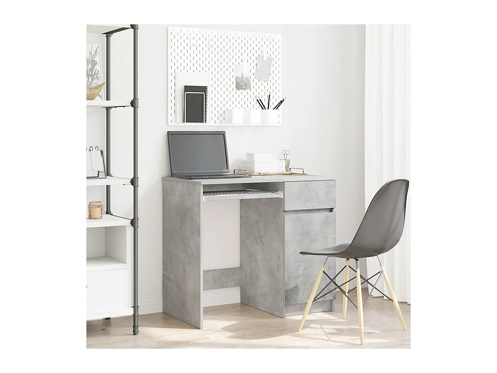 Bureau gris béton 86x49x76 cm bois d'ingénierie