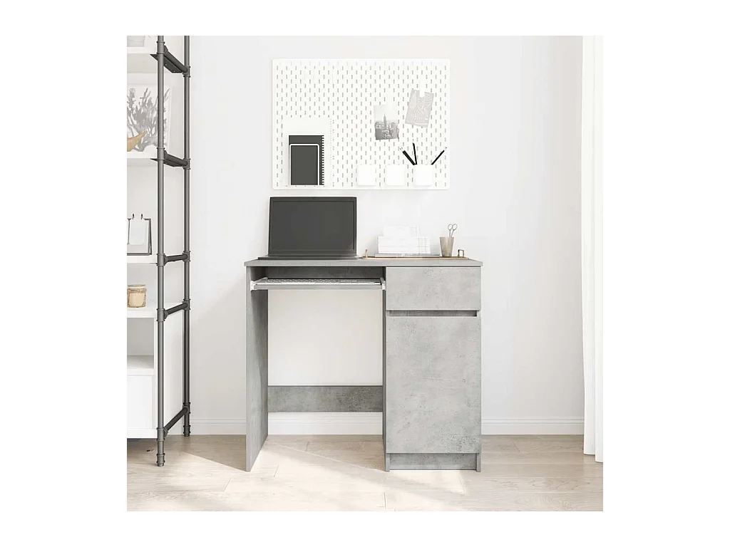 Bureau gris béton 86x49x76 cm bois d'ingénierie