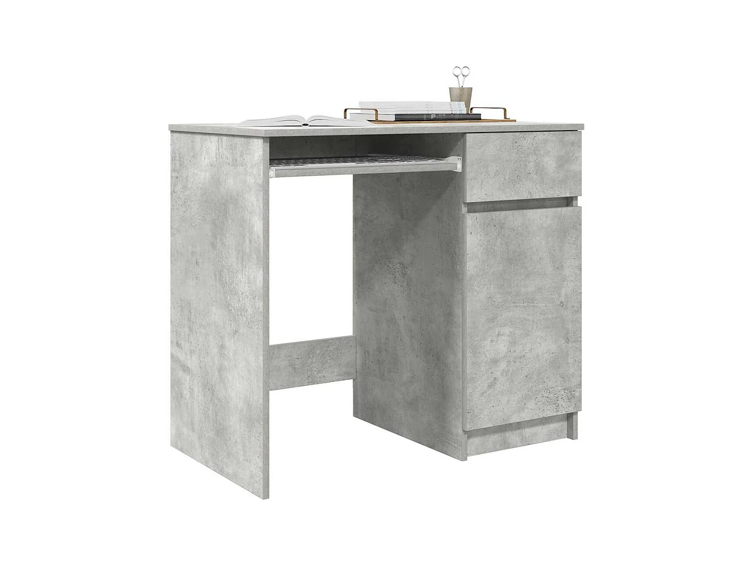 Bureau gris béton 86x49x76 cm bois d'ingénierie