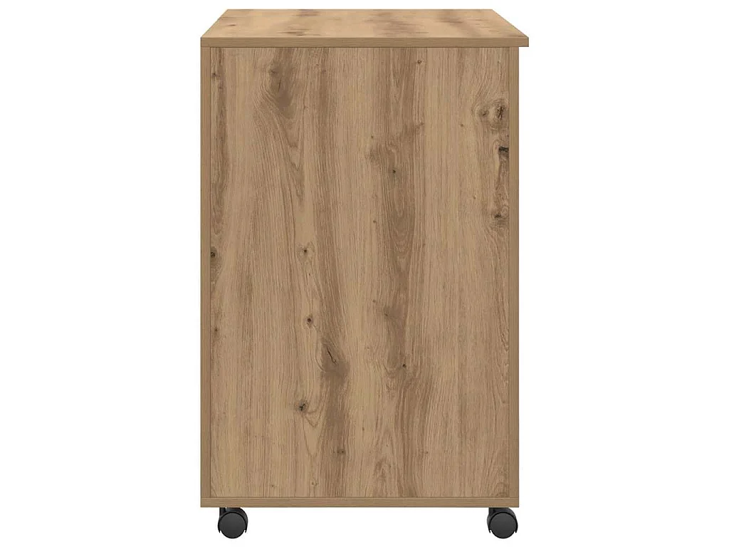 Schreibtisch mit Rollen mit Rad, handgefertigt aus Eiche, 91 x 50 x 77 cm